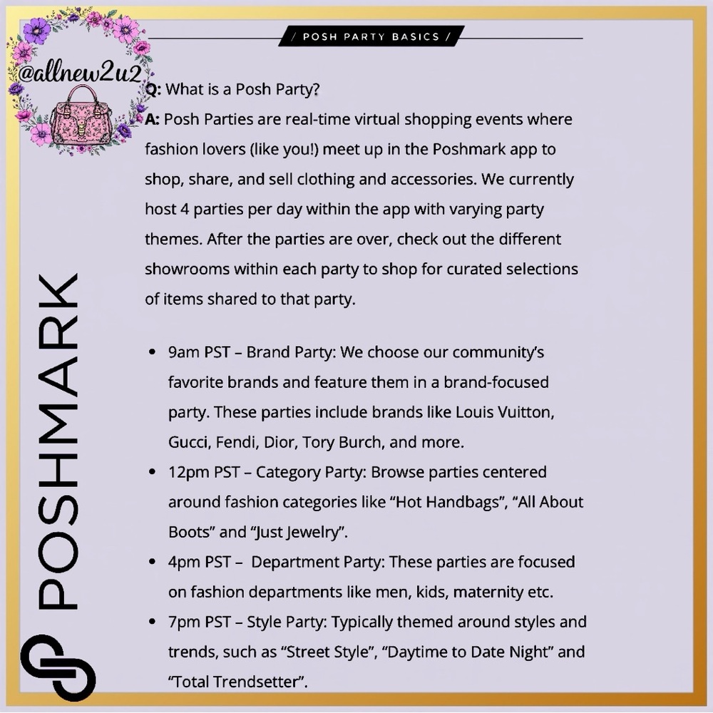 🎉TB UPDATED POSH PARTY LINEUP>Poshmark Party Main Listing Week’s Up! Let’s GO - Picture 2 of 8